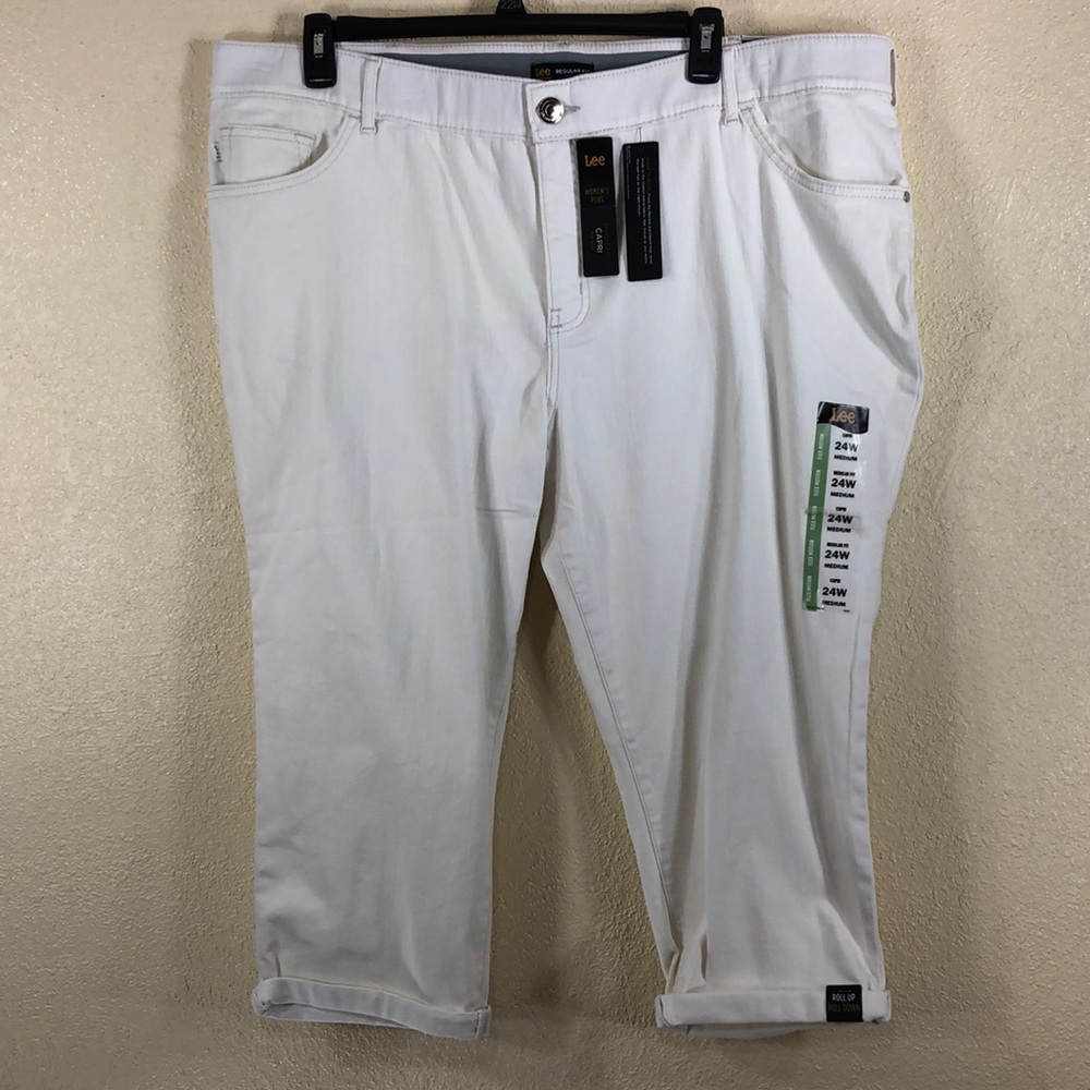 Lee Jeans Capri Pants 24W Medium Ivory/Cream NWT Cotton Spandex Blend